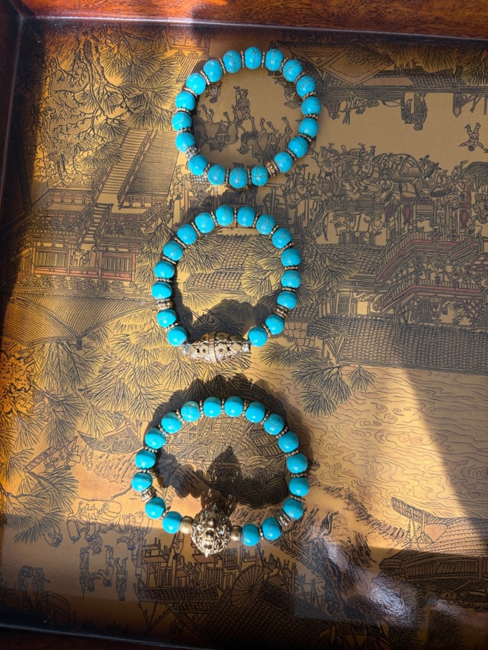 Turquoise Beaded Stretch Bracelet Set - Women's Blue Stackable Bracelets